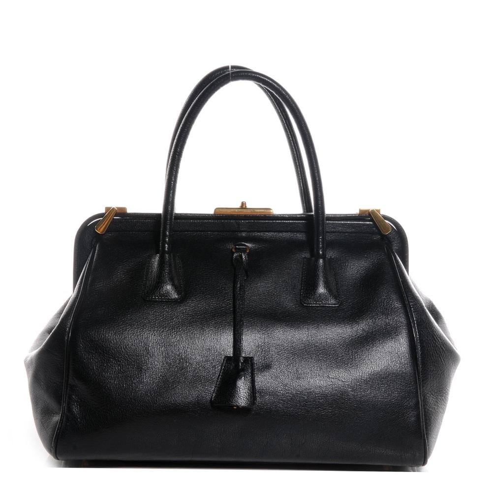 PRADA Black Goatskin Cerniera Doctor Bag